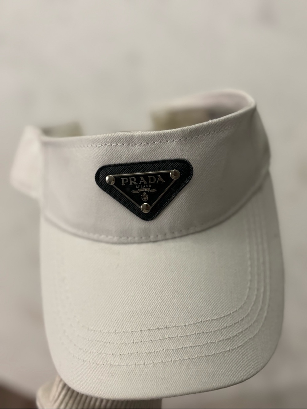P R A D A  Logo White Visor